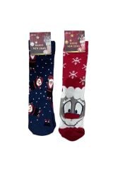 12'li Yılbaşı Temalı Unisex Pamuklu Çorap Seti - One Size (Standart Beden)