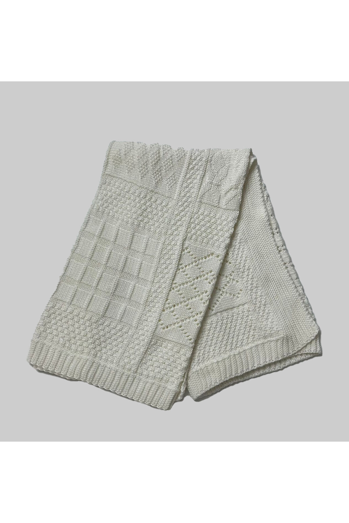%100 Pamuk Triko Bebek Battaniyesi 80*95 Ekru