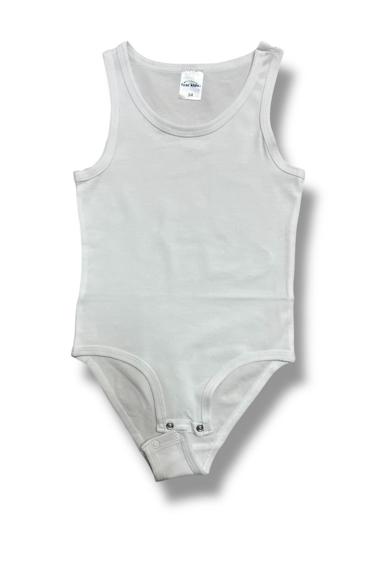 4'lü %100 Pamuk Alttan Çıtçıtlı Beyaz Atlet Body – Çocuk İç Giyim Beyaz - 7-8 Yaş