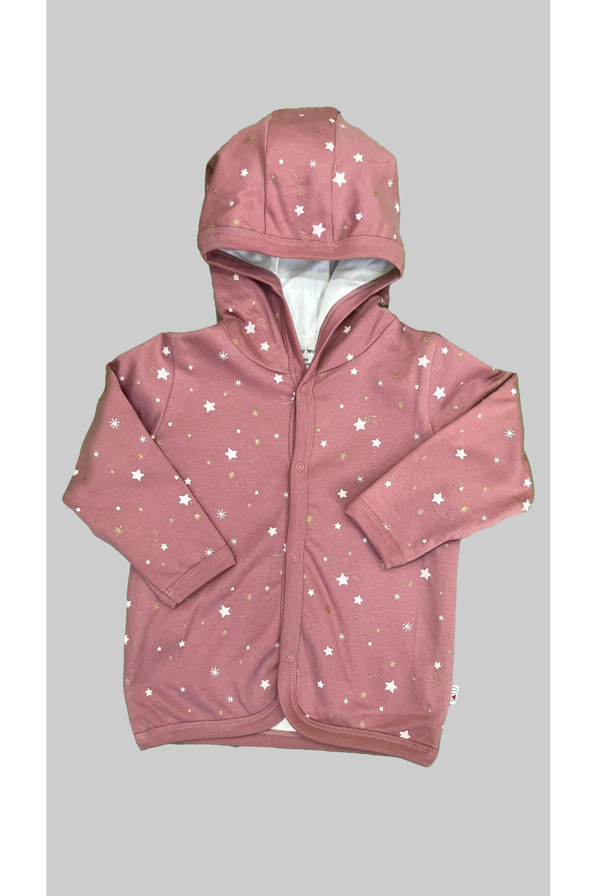 %100 ORGANİK Kapüşonlu Sweatshirt Pembe - 9 - 12 Ay