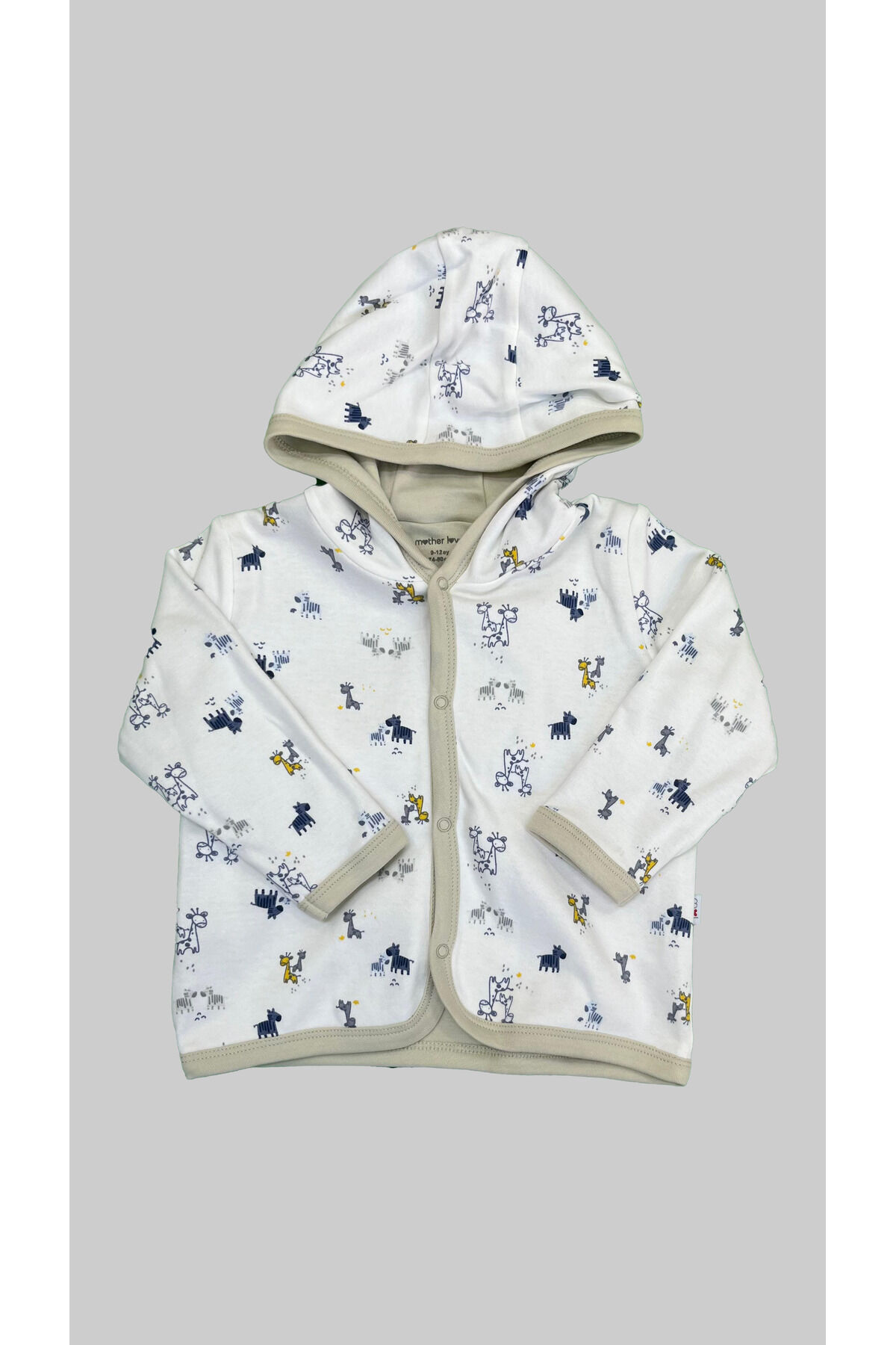 %100 ORGANİK Kapüşonlu Sweatshirt Krem - 9 - 12 Ay