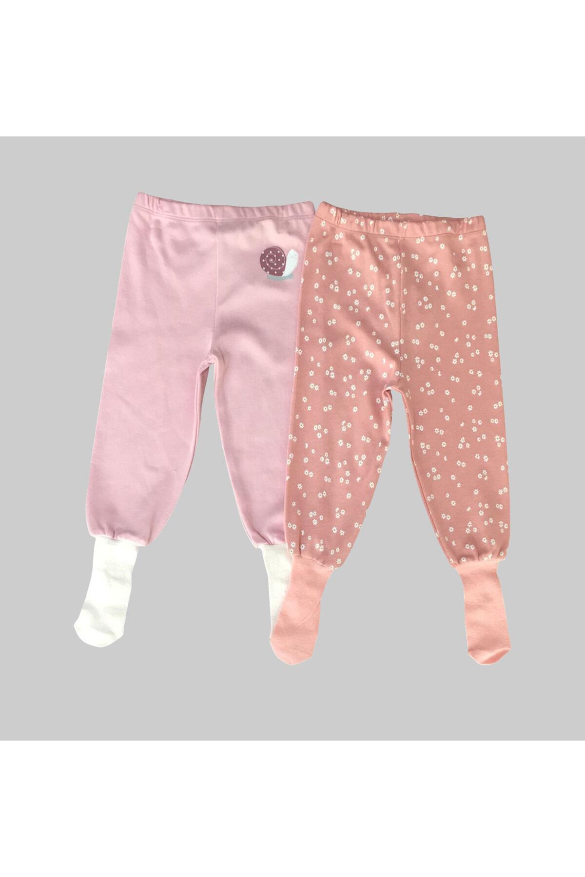 ORGANİK Çoraplı Tek Alt Pembe-Papatyadesenli - 6-9 Ay