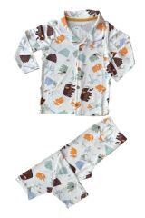 Önden Düğmeli %95 Bambu Erkek Çocuk Pijama Takımı (2-6 Yaş)