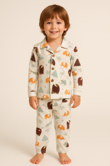 Önden Düğmeli %95 Bambu Erkek Çocuk Pijama Takımı (2-6 Yaş)