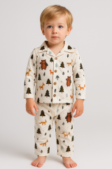 Önden Düğmeli %95 Bambu Erkek Çocuk Pijama Takımı (2-6 Yaş)