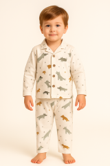 Önden Düğmeli %95 Bambu Erkek Çocuk Pijama Takımı (2-6 Yaş)