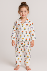 Önden Düğmeli %95 Bambu Kız Çocuk Pijama Takımı (2-6 Yaş)