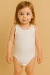 4'lü %100 Pamuk Alttan Çıtçıtlı Beyaz Atlet Body