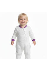 %100 Pamuk Kapitone Bebek Tulumu Mor - 9 - 12 Ay