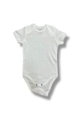 %100 Pamuk Kısa Kollu Çıtçıtlı Zarf Yaka 4'lü Bebek Body Beyaz - 6-9 Ay