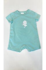 Miniklere Özel Kız & Erkek Bebek Pamuklu Kısa Paça Tulum Turkuaz - 3-6 Ay
