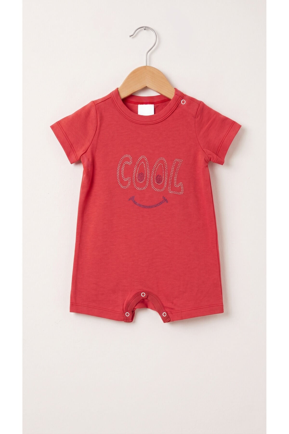 Miniklere Özel Kız & Erkek Bebek Pamuklu Kısa Paça Tulum Cool Yazılı - 3-6 Ay