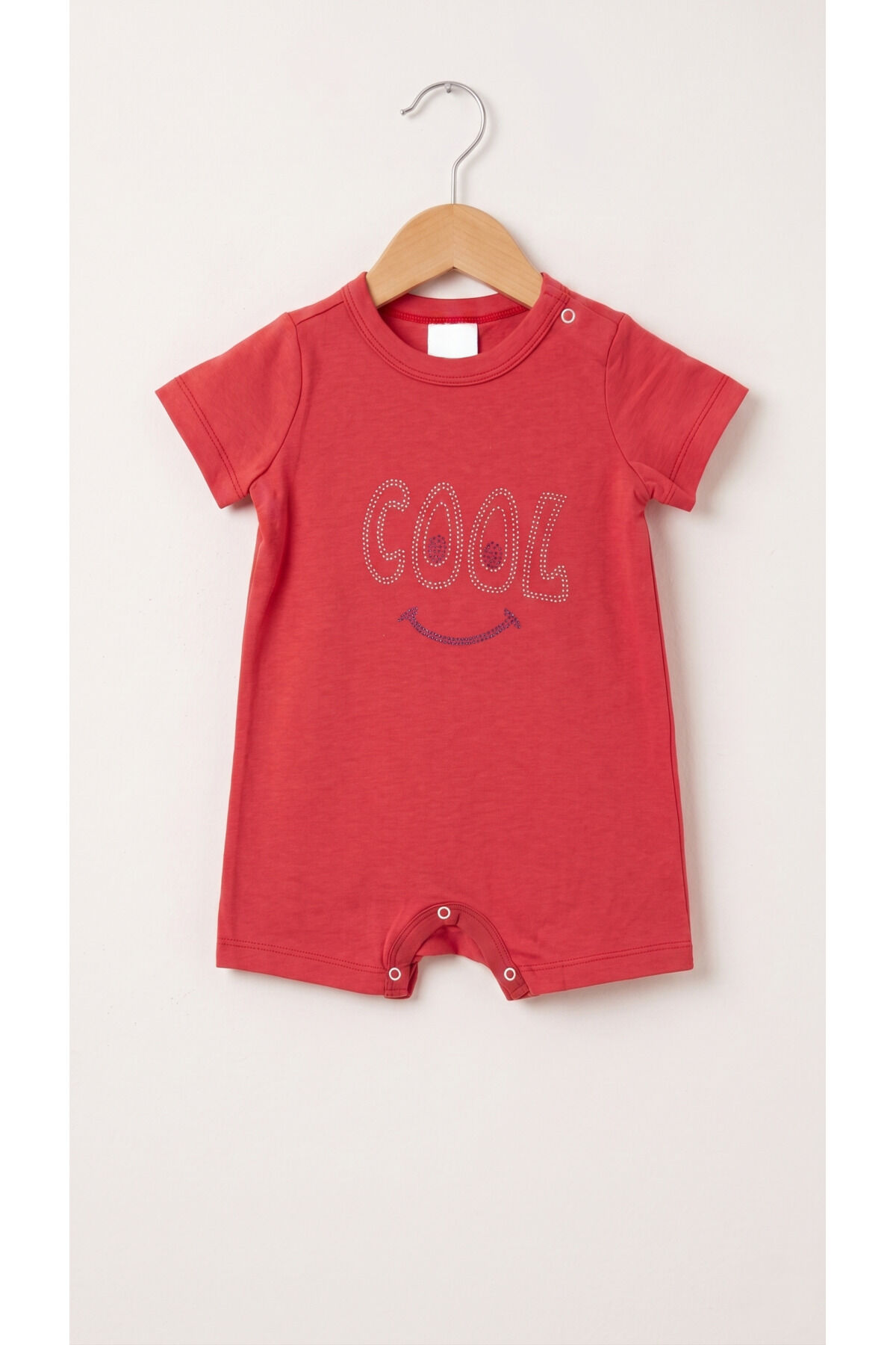 Miniklere Özel Kız & Erkek Bebek Pamuklu Kısa Paça Tulum Cool Yazılı - 12-18 Ay