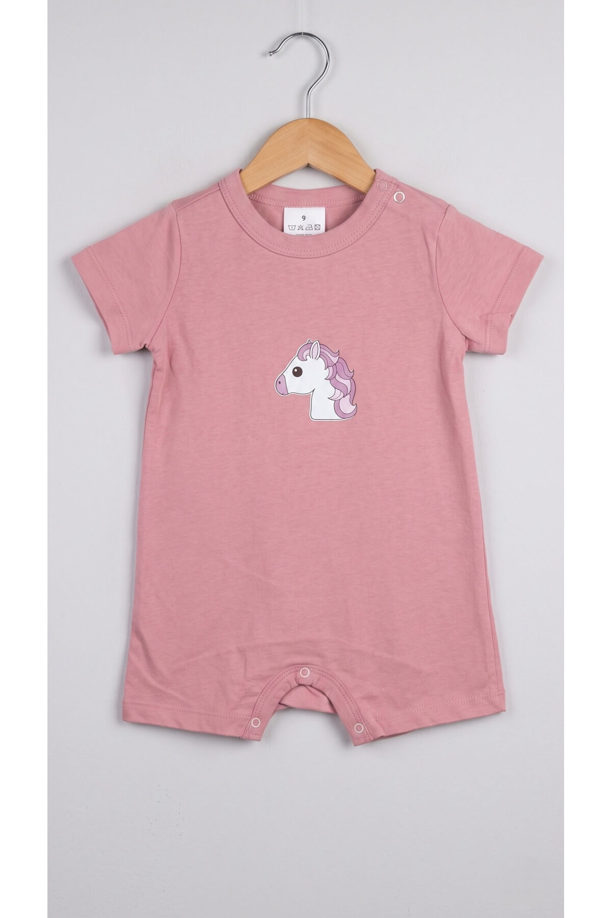 Miniklere Özel Kız & Erkek Bebek Pamuklu Kısa Paça Tulum Unicorn Desenli - 6-9 Ay