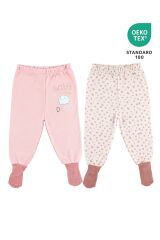 %70 Bambu %30 Pamuk 2'li Çoraplı Tek Alt 3-36 Ay Pembe - 3-6 Ay