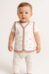 %70 Bambu %30 Pamuk Çocuk Yelek – 9-36 Ay Beyaz - 9 - 12 Ay
