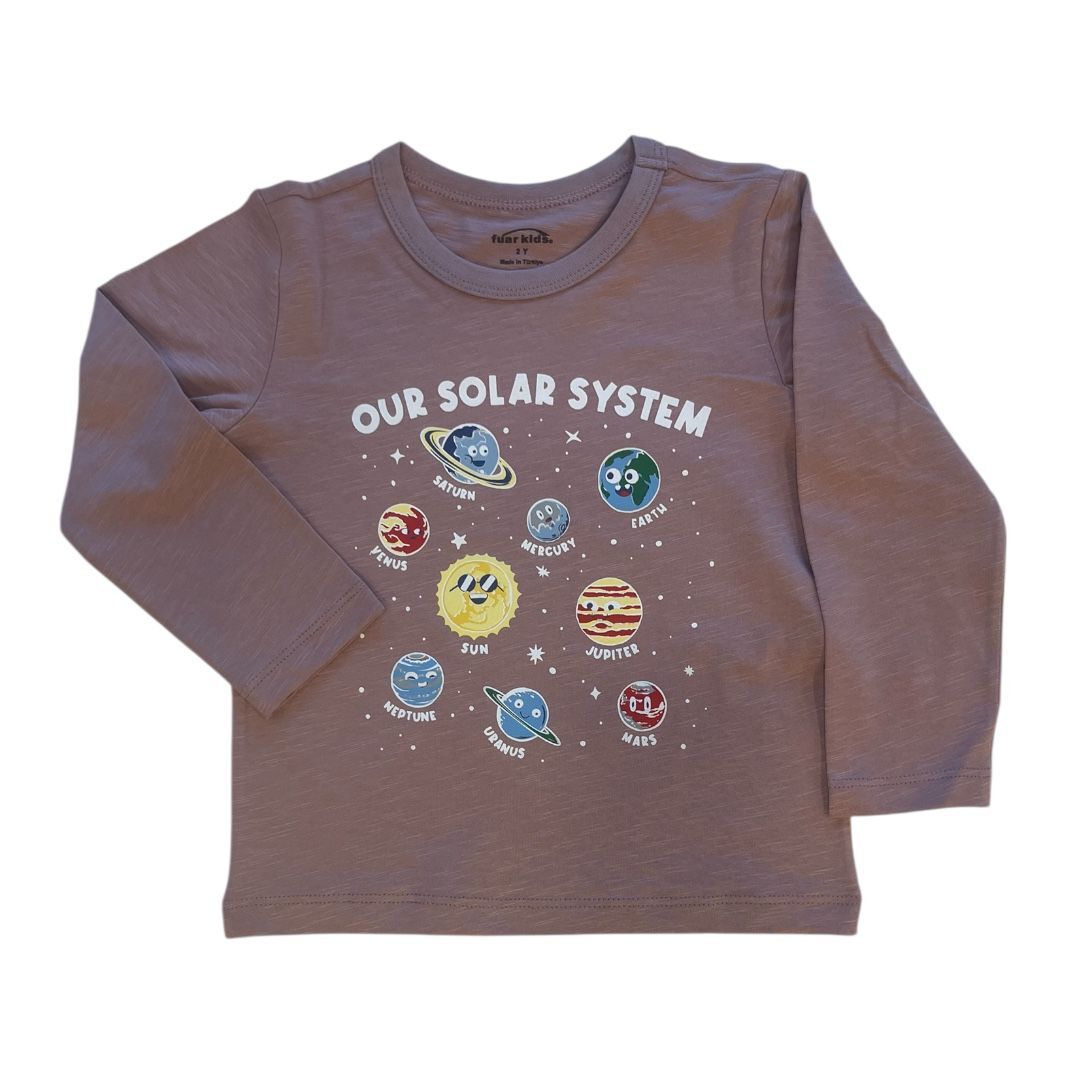 %100 Pamuk Uzun Kollu Çocuk Tişört – 2-6 Yaş