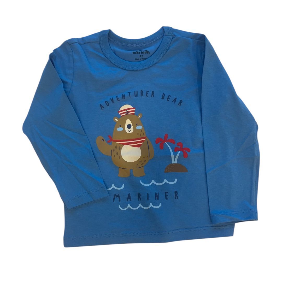 %100 Pamuk Uzun Kollu Çocuk Tişört – 2-6 Yaş