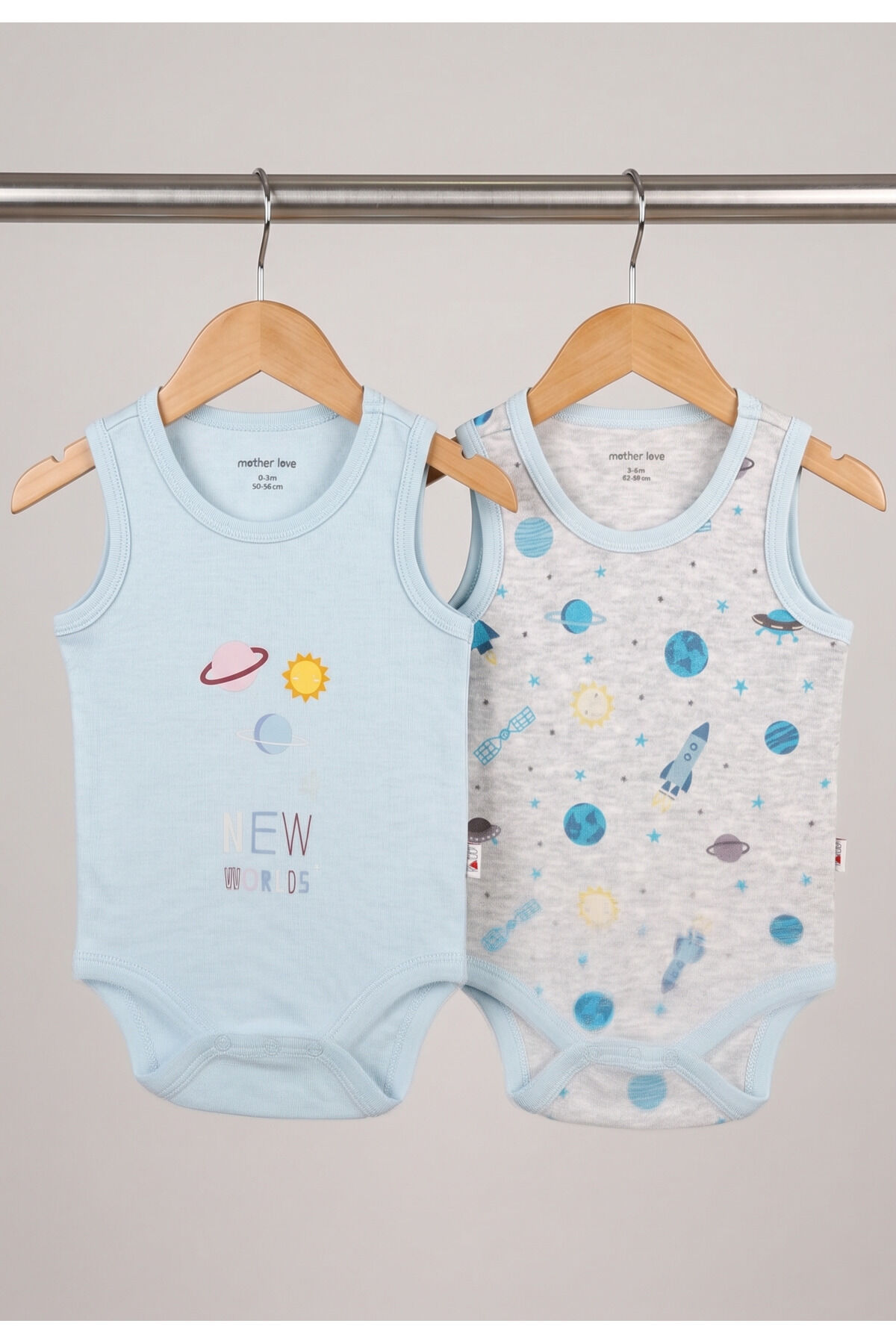 %100 ORGANİK PAMUK 2'li Atlet Body 0-36 Ay Mavi - 0-3 Ay