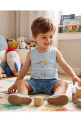 %100 ORGANİK PAMUK 2'li Atlet Body 0-36 Ay Mavi - 18-24 Ay