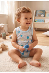 %100 ORGANİK PAMUK 2'li Atlet Body 0-36 Ay Mavi - 18-24 Ay