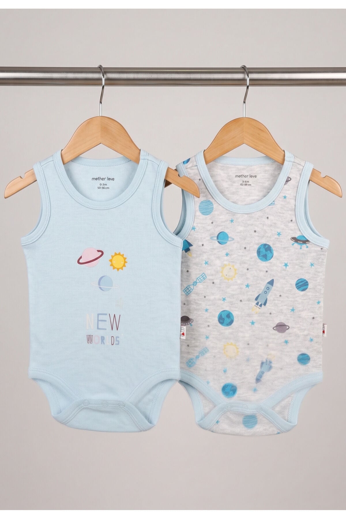 %100 ORGANİK PAMUK 2'li Atlet Body 0-36 Ay Mavi - 24-36 Ay