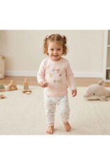 %100 Organik Bebek Pijama Takımı 3 - 36 Ay Toz Pembe - 18-24 Ay