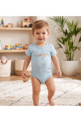 %100 ORGANİK PAMUK 2'li Kısa Kol Body 0-36 Ay Mavi - 18-24 Ay