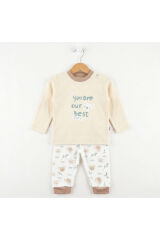 %100 Organik Bebek Pijama Takımı 3 - 36 Ay Beyaz - 24-36 Ay