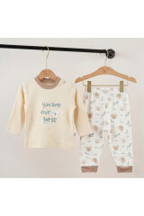 %100 Organik Bebek Pijama Takımı 3 - 36 Ay Beyaz - 12-18 Ay