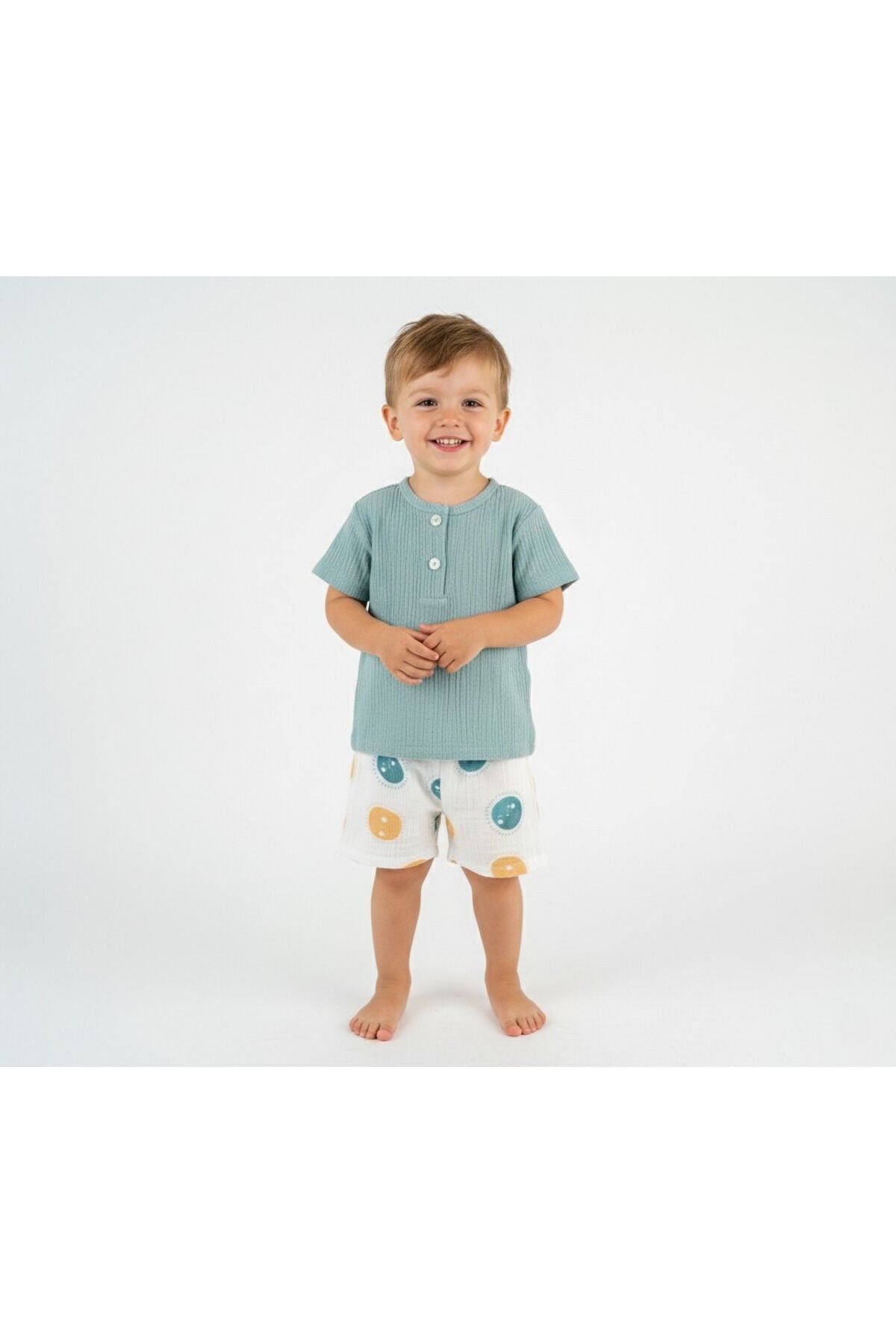%100 Pamuk Müslin Bebek ve Çocuk Şortlu Takım - 1-4 Yaş Baharlık, Yazlık Takım